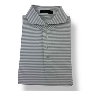 G/Fore Gray White Stripe Golf Polo Shirt Men's Size Small Polyester Spandex